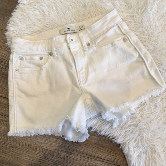 Vineyard Vines Pants - Vineyard Vines White Cutoff Denim Shorts 24 Frayed Hem Spring Summer